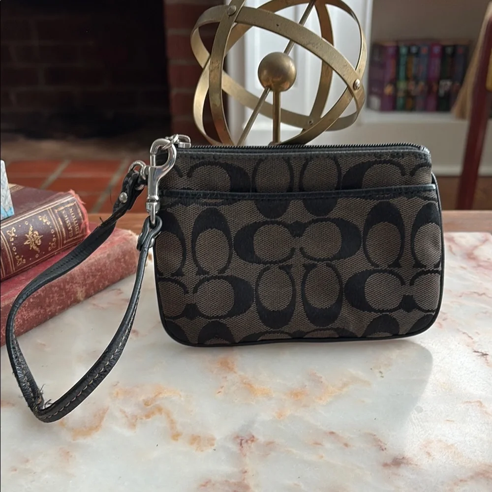 Black Monogram Canvas Coach Wristlet